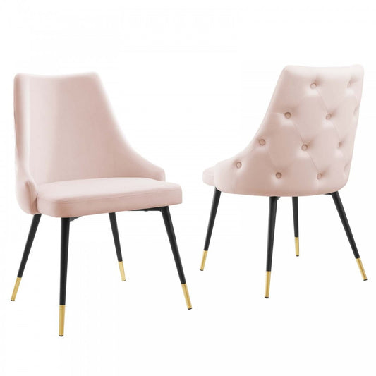 Adorn Dining Side Chair Performance Velvet Set of 2, Pink