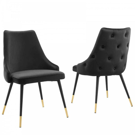 Adorn Dining Side Chair Performance Velvet Set of 2, Black