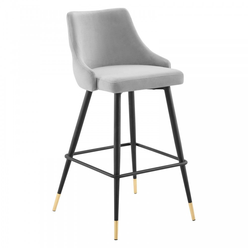 Adorn Performance Velvet Bar Stool, Light Gray