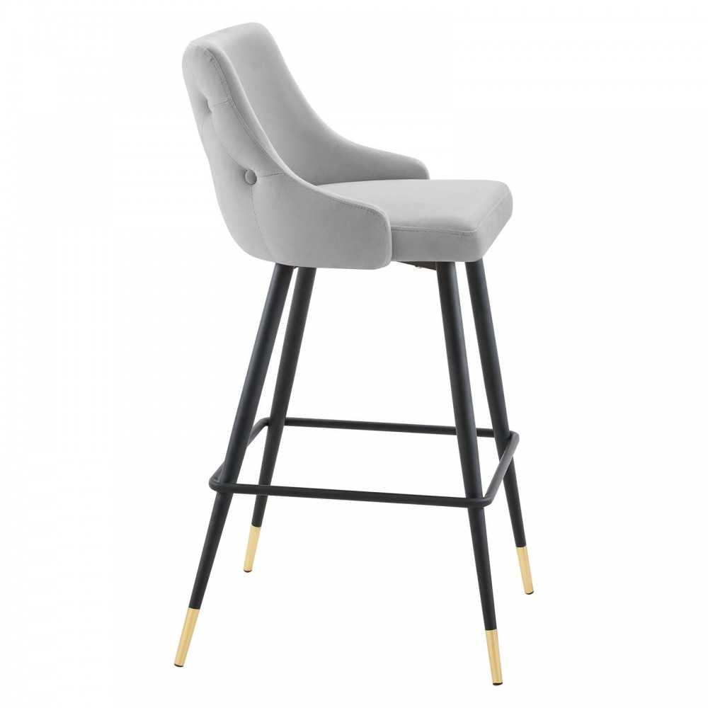 Adorn Performance Velvet Bar Stool Set of 2, Light Gray