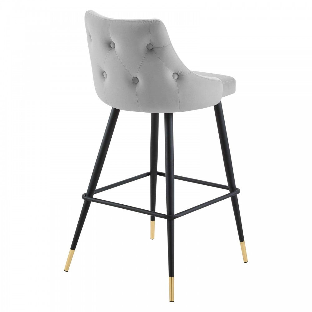 Adorn Performance Velvet Bar Stool Set of 2, Light Gray
