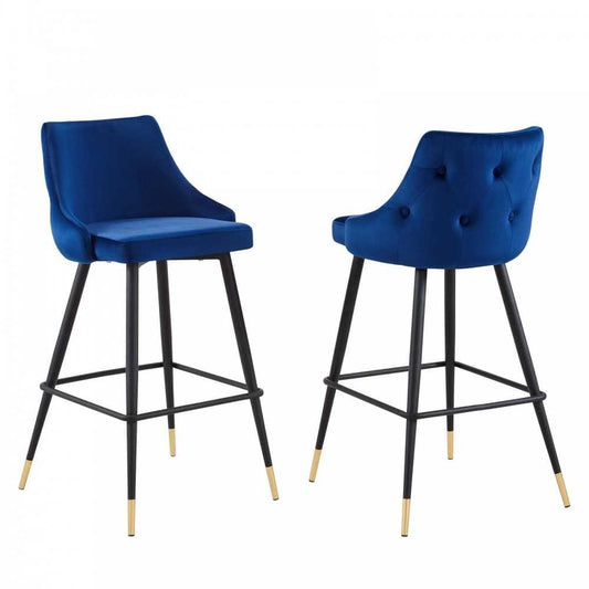 Adorn Performance Velvet Bar Stool Set of 2, Navy