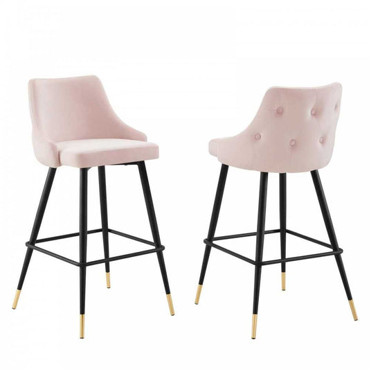 Adorn Performance Velvet Bar Stool Set of 2, Pink