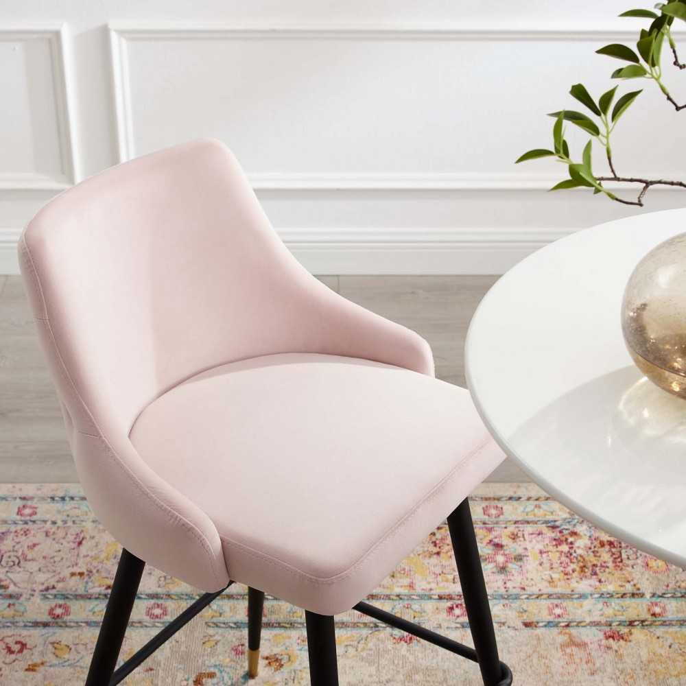 Adorn Performance Velvet Bar Stool Set of 2, Pink