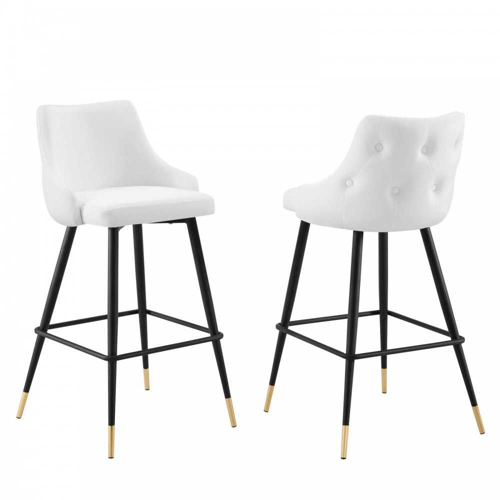 Adorn Performance Velvet Bar Stool Set of 2, White