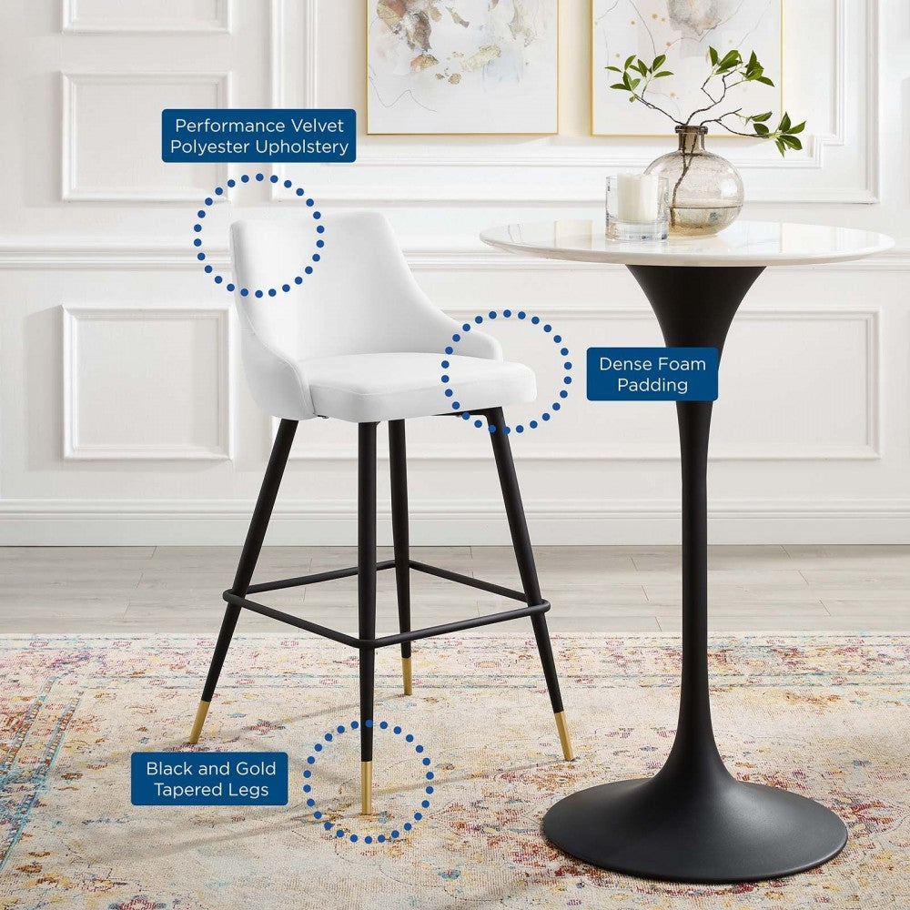 Adorn Performance Velvet Bar Stool Set of 2, White
