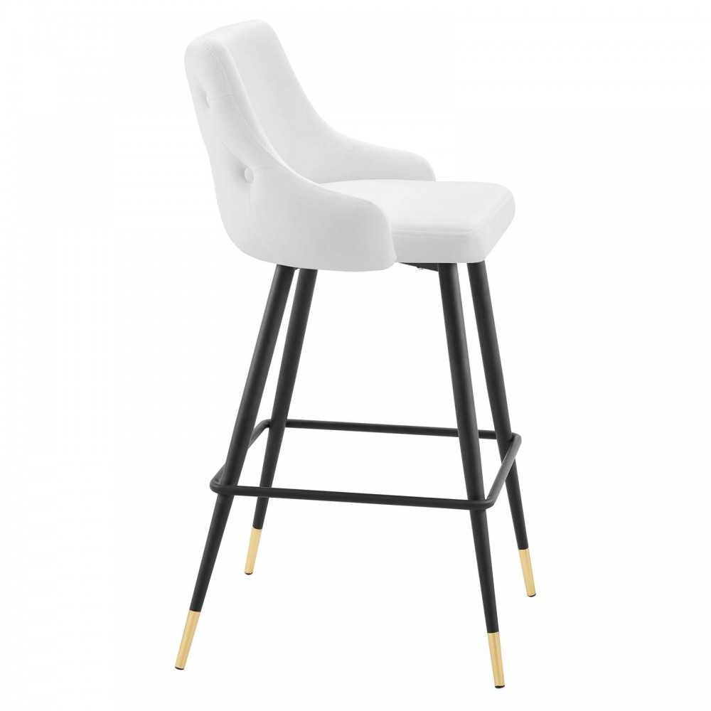 Adorn Performance Velvet Bar Stool Set of 2, White
