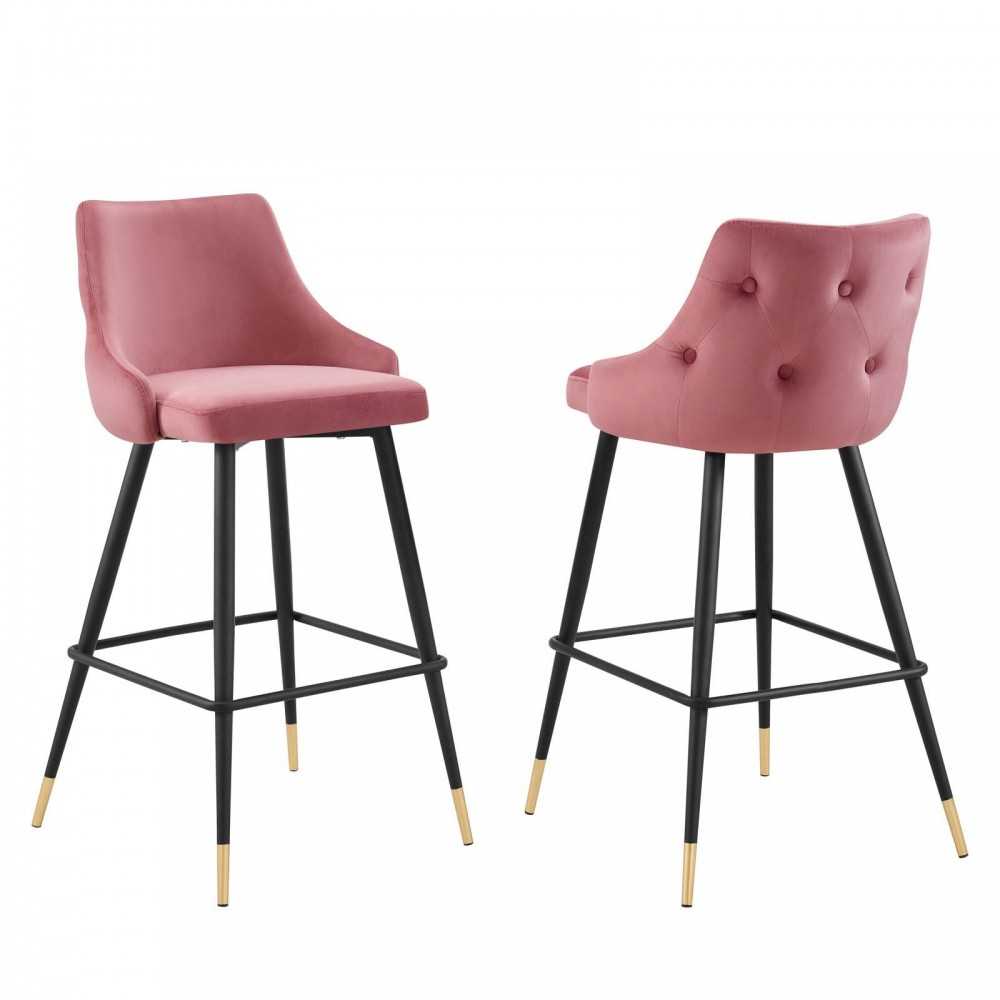 Adorn Performance Velvet Bar Stool Set of 2, Dusty Rose