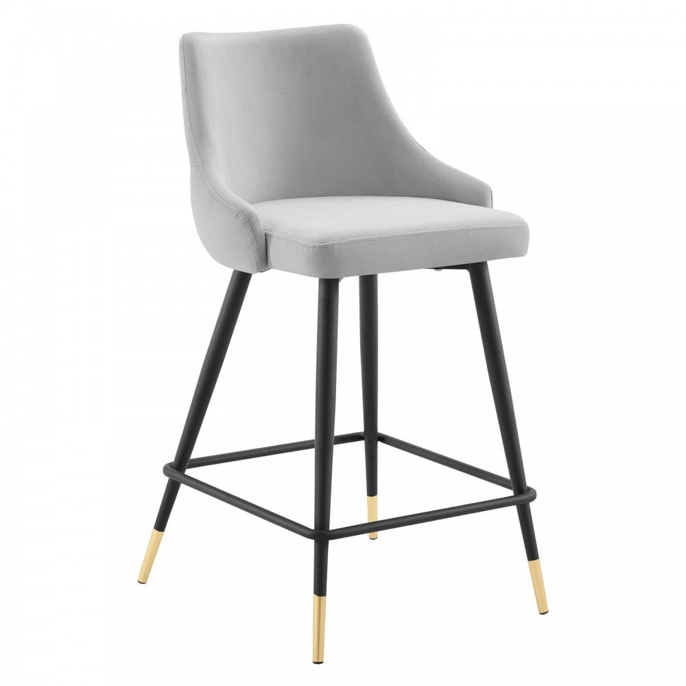 Adorn Performance Velvet Counter Stool, Light Gray