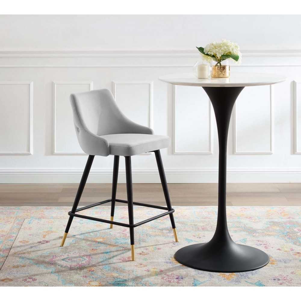 Adorn Performance Velvet Counter Stool, Light Gray