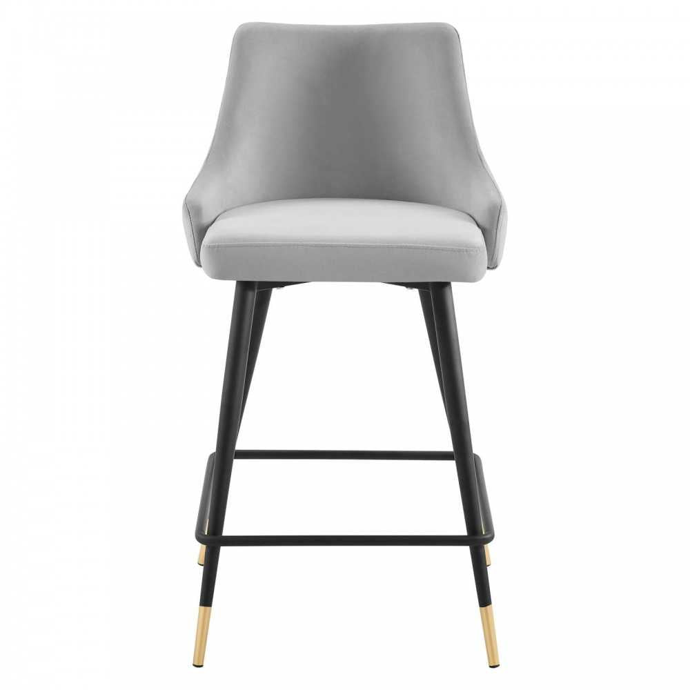 Adorn Performance Velvet Counter Stool Set of 2, Light Gray