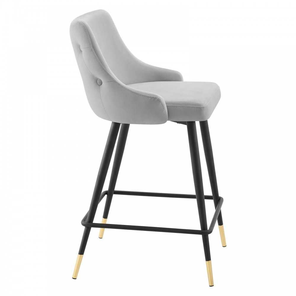 Adorn Performance Velvet Counter Stool Set of 2, Light Gray