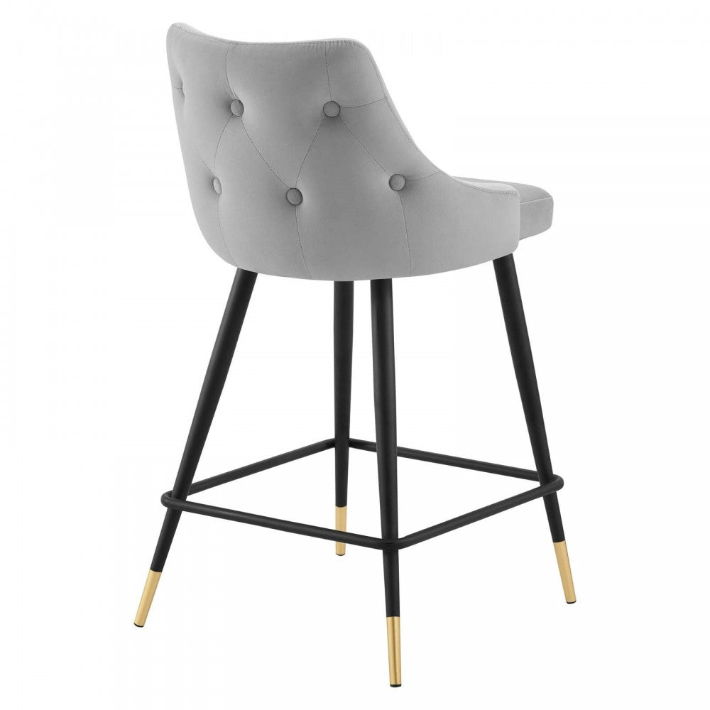Adorn Performance Velvet Counter Stool Set of 2, Light Gray