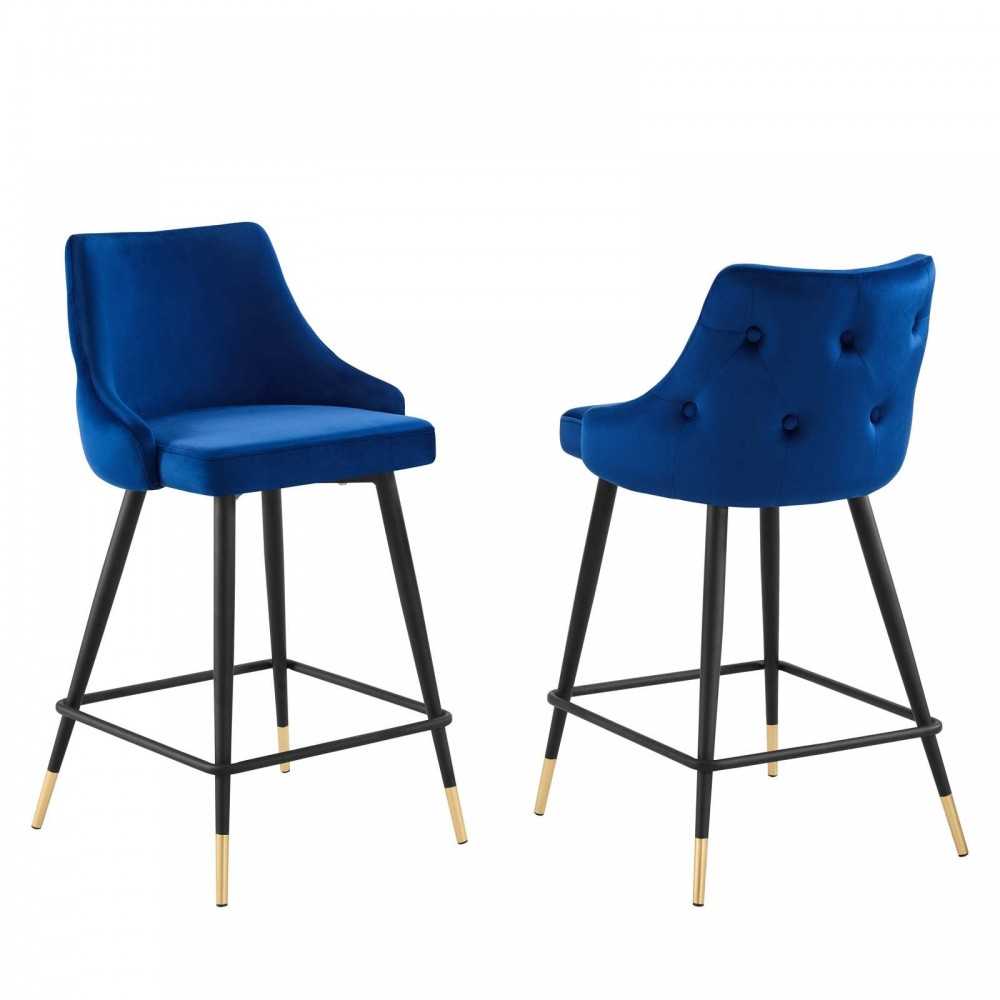 Adorn Performance Velvet Counter Stool Set of 2, Navy