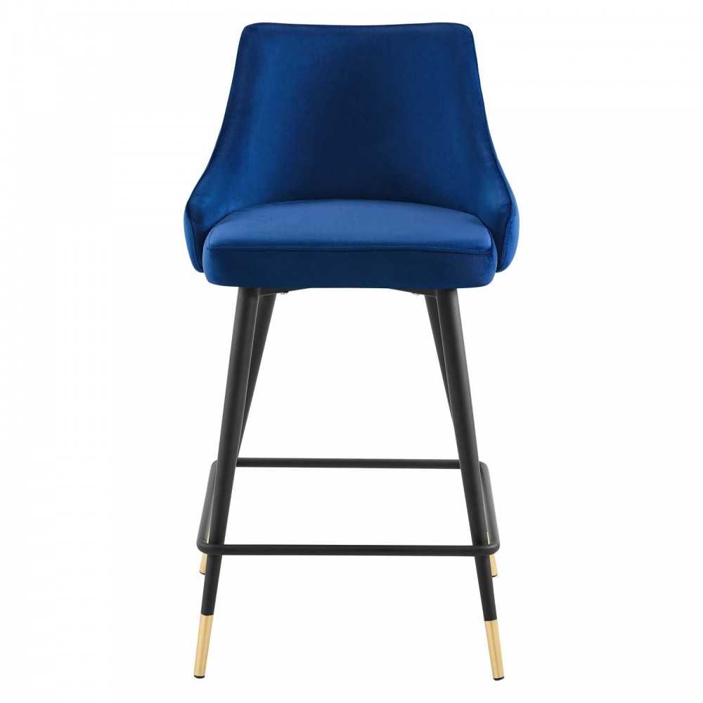 Adorn Performance Velvet Counter Stool Set of 2, Navy