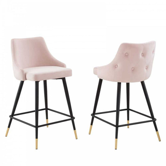 Adorn Performance Velvet Counter Stool Set of 2, Pink