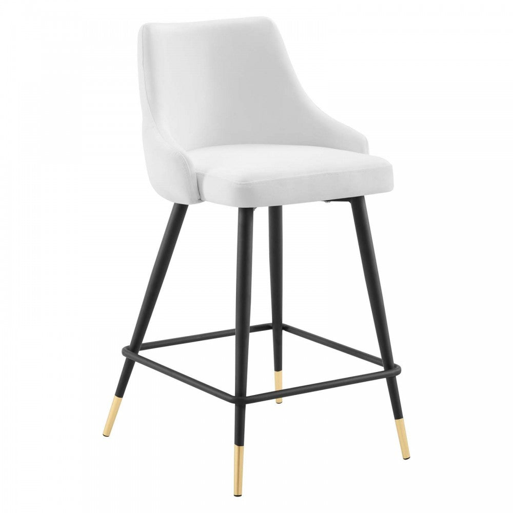 Adorn Performance Velvet Counter Stool Set of 2, White