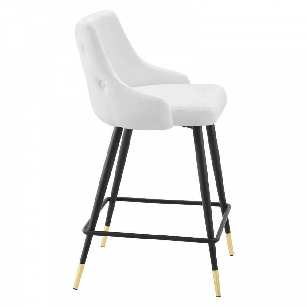 Adorn Performance Velvet Counter Stool Set of 2, White