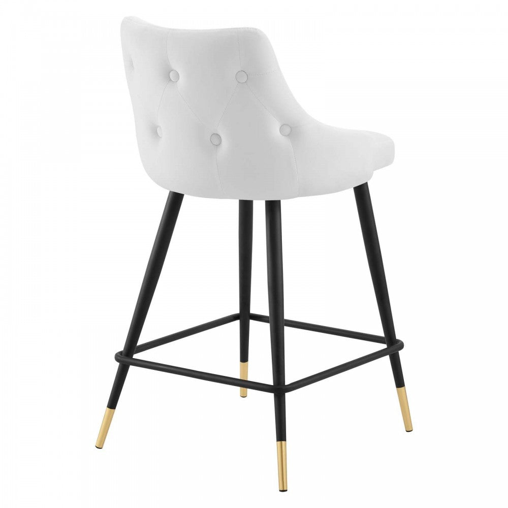 Adorn Performance Velvet Counter Stool Set of 2, White