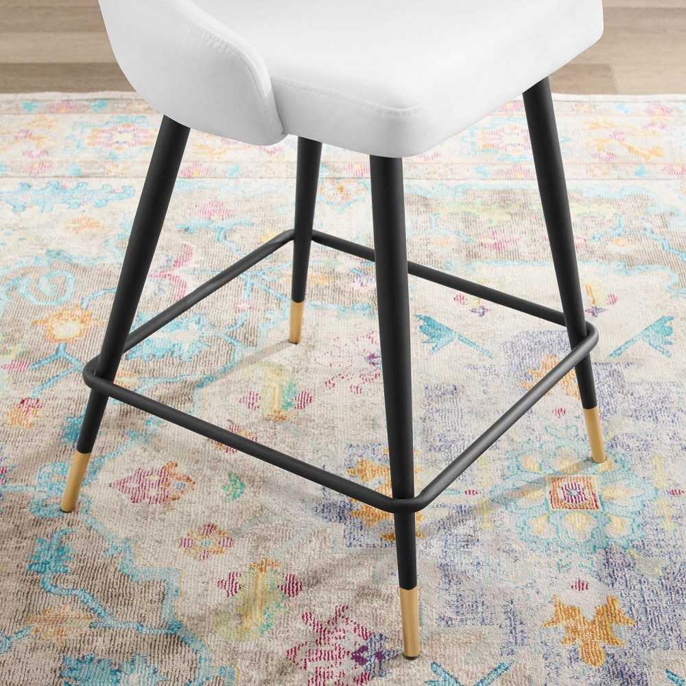 Adorn Performance Velvet Counter Stool Set of 2, White