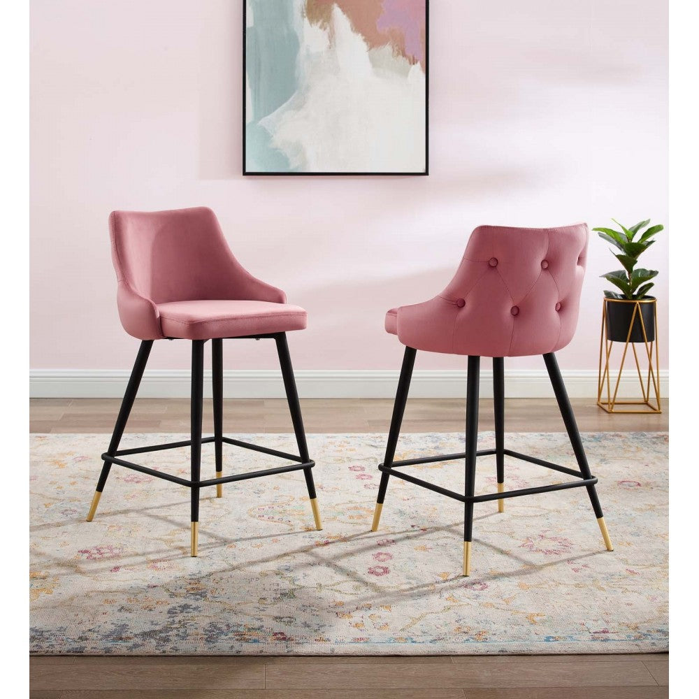 Adorn Performance Velvet Counter Stool Set of 2, Dusty Rose
