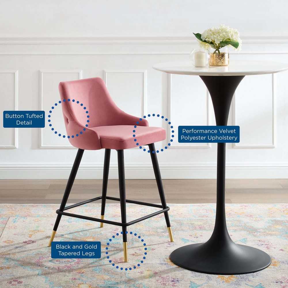 Adorn Performance Velvet Counter Stool Set of 2, Dusty Rose