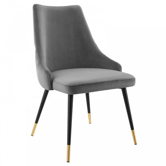 Adorn Tufted Performance Velvet Dining Side Chair, Gray