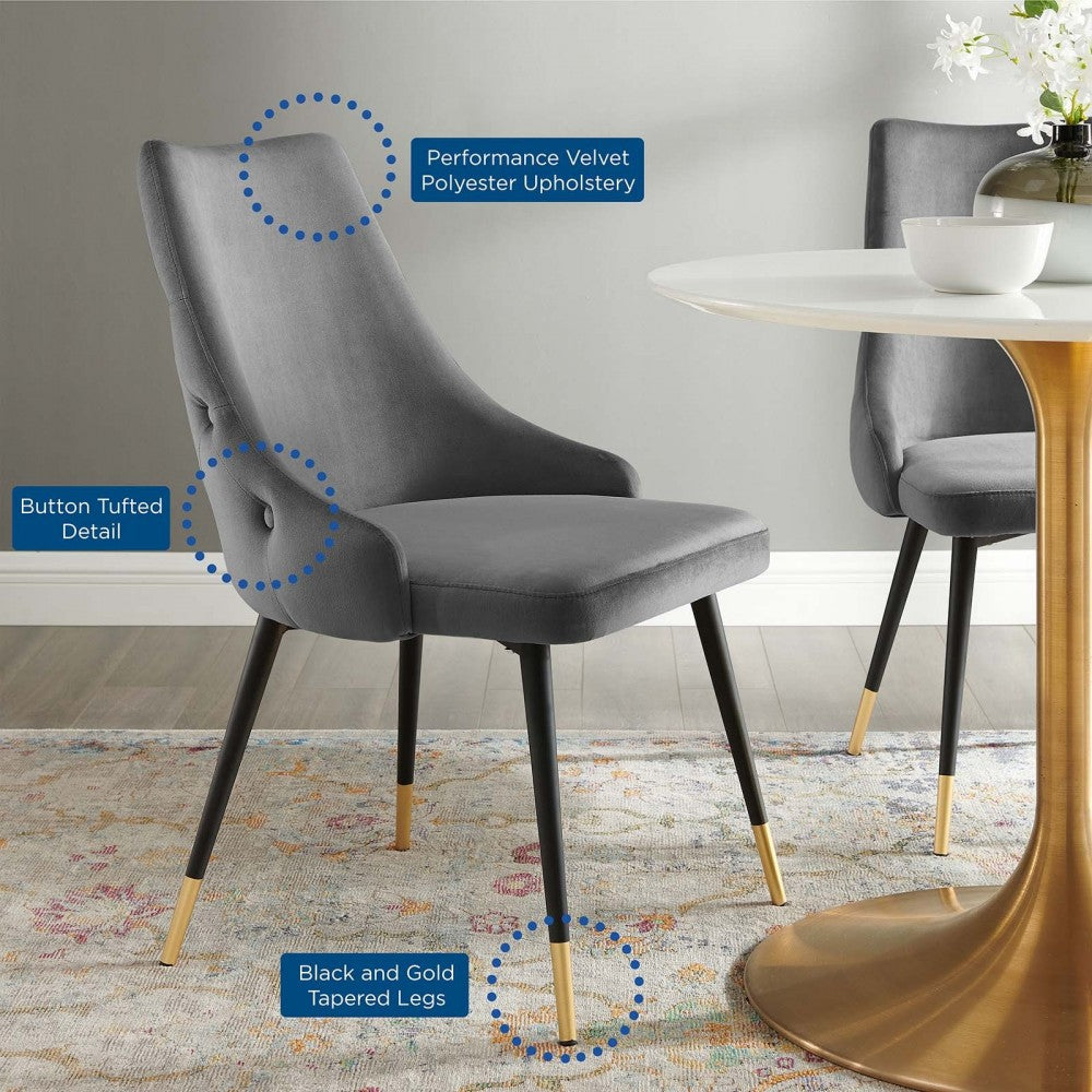 Adorn Tufted Performance Velvet Dining Side Chair, Gray