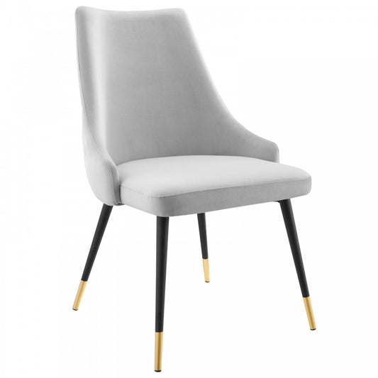 Adorn Tufted Performance Velvet Dining Side Chair, Light Gray