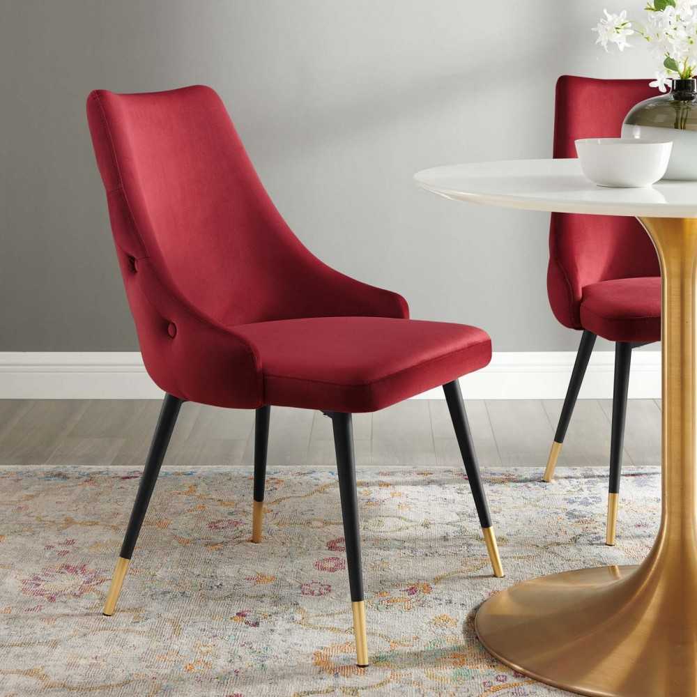 Adorn Tufted Performance Velvet Dining Side Chair, Maroon