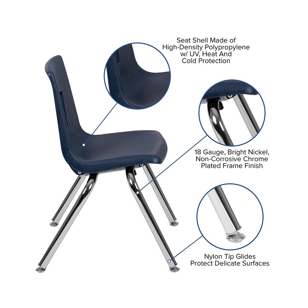 Advantage Navy Student Stack School Chair - 14-inch