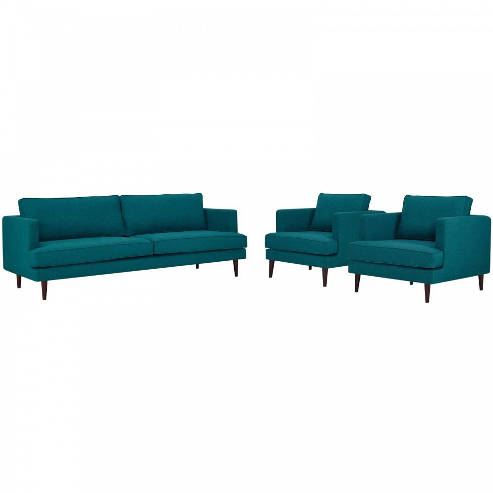 Agile 3 Piece Upholstered Fabric Set, Teal