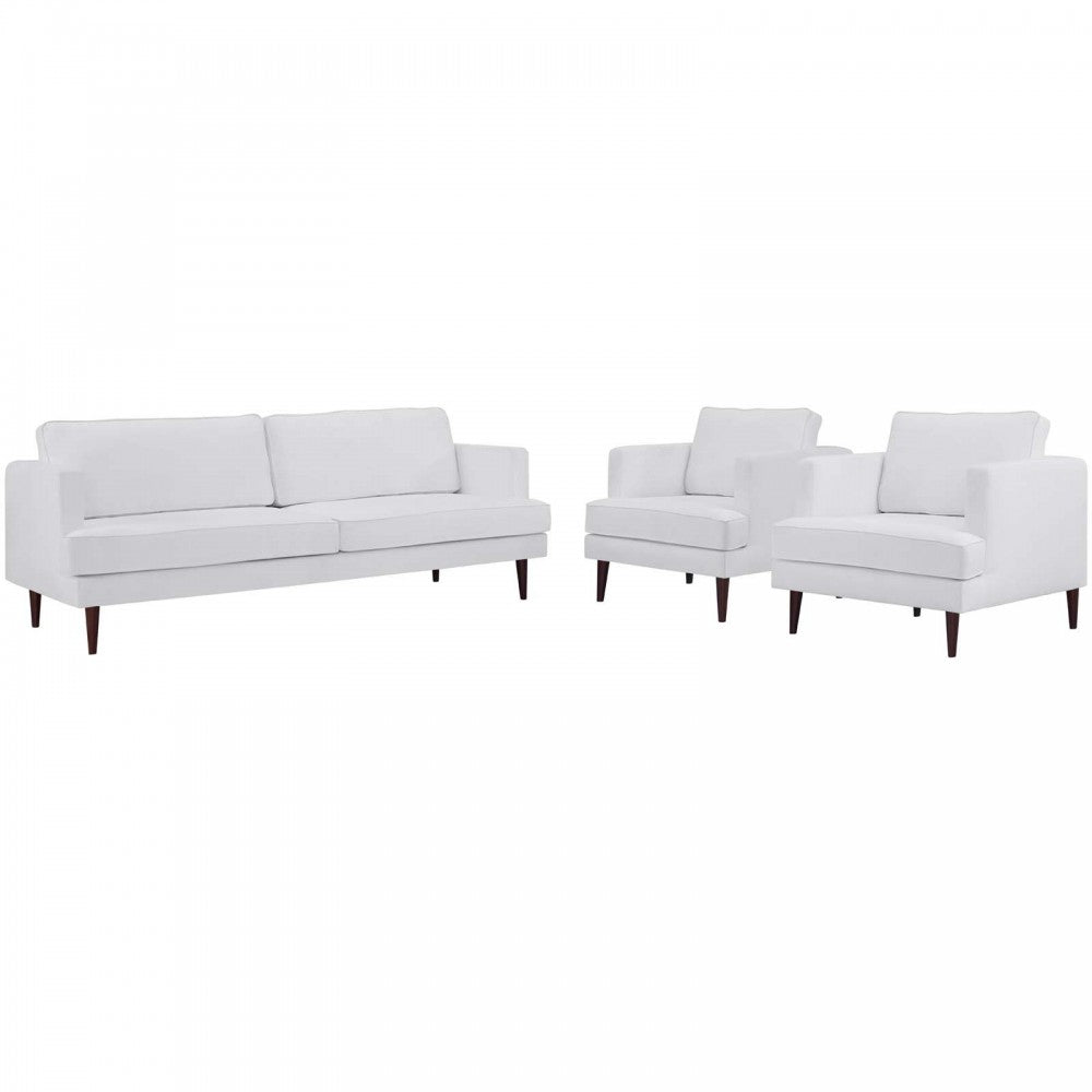 Agile 3 Piece Upholstered Fabric Set, White