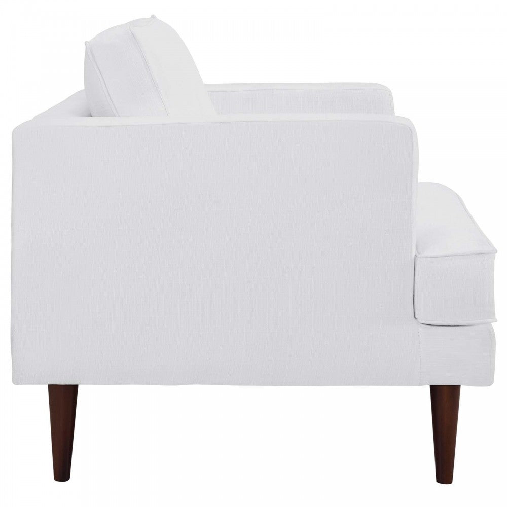 Agile Upholstered Fabric Armchair, White
