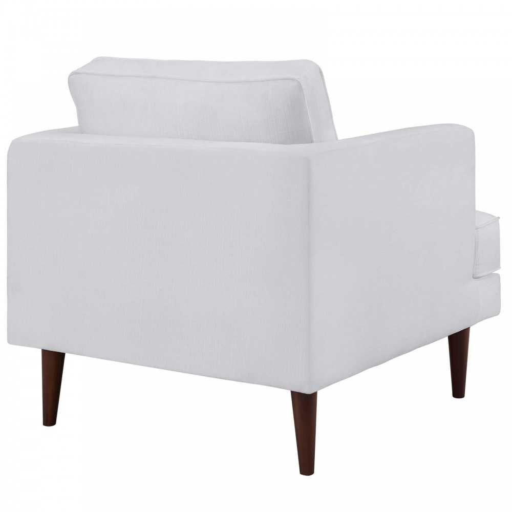 Agile Upholstered Fabric Armchair, White
