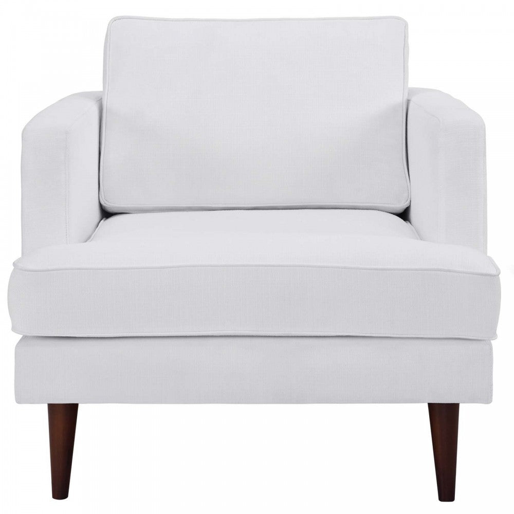 Agile Upholstered Fabric Armchair, White