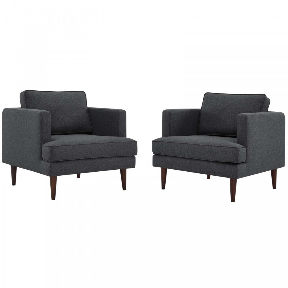 Agile Upholstered Fabric Armchair Set of 2, Gray
