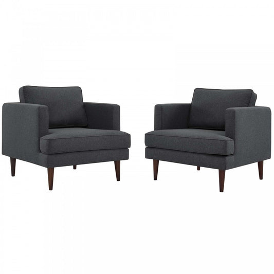 Agile Upholstered Fabric Armchair Set of 2, Gray