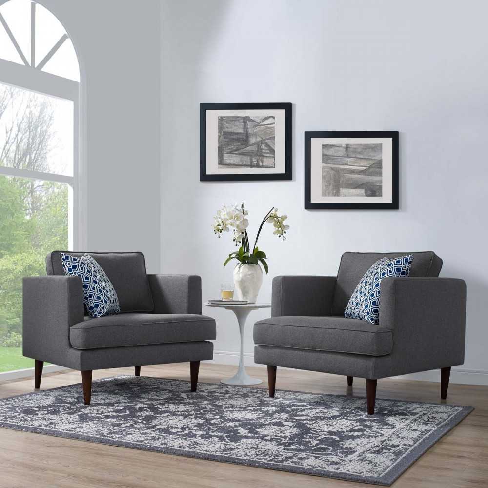 Agile Upholstered Fabric Armchair Set of 2, Gray