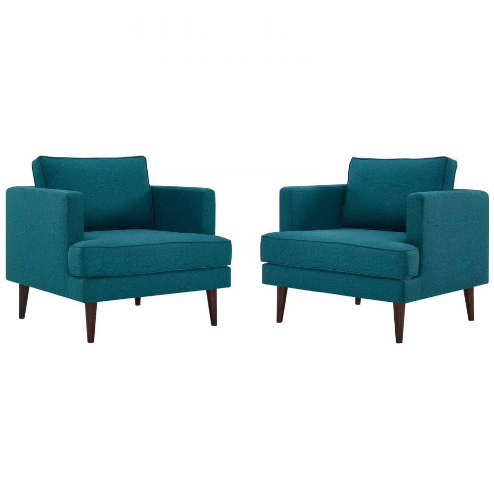 Agile Upholstered Fabric Armchair Set of 2, Teal