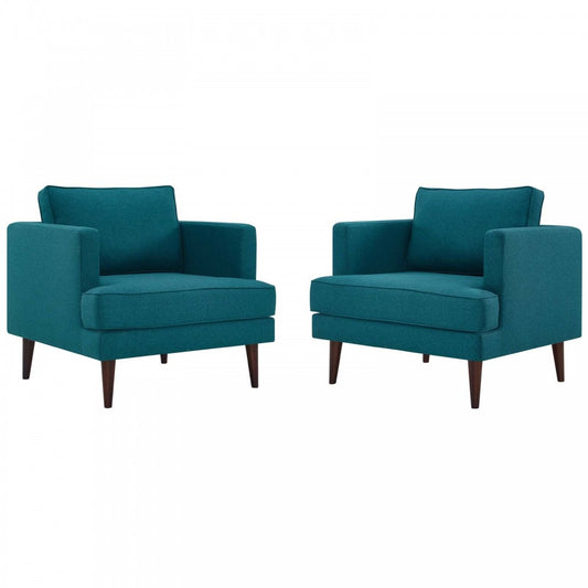 Agile Upholstered Fabric Armchair Set of 2, Teal