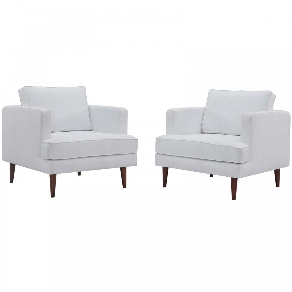 Agile Upholstered Fabric Armchair Set of 2, White