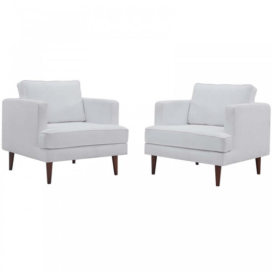 Agile Upholstered Fabric Armchair Set of 2, White