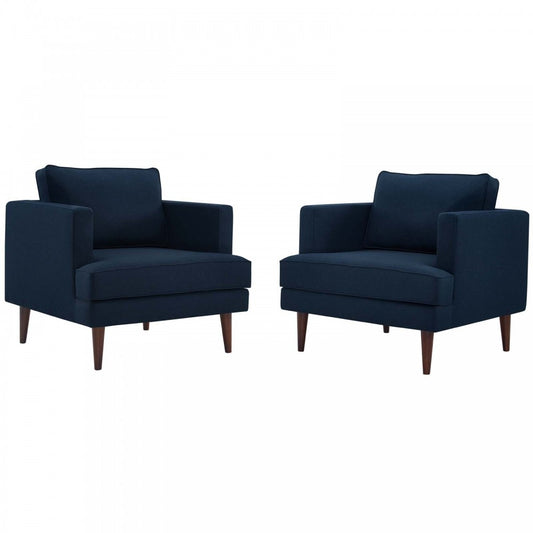 Agile Upholstered Fabric Armchair Set of 2, Blue