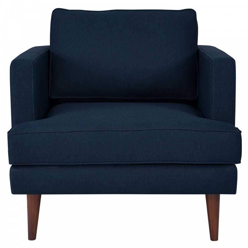 Agile Upholstered Fabric Armchair, Blue