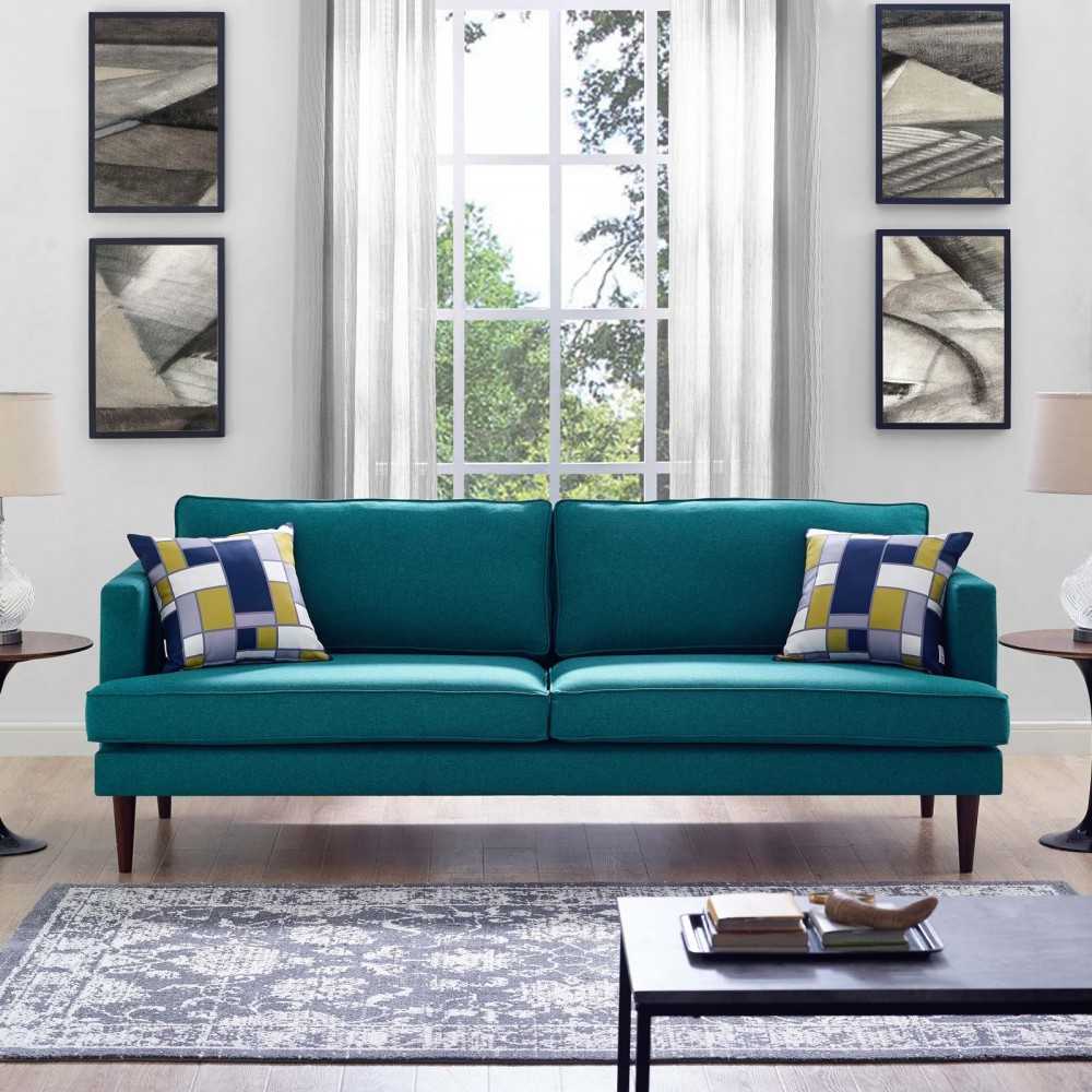 Agile Upholstered Fabric Sofa, Teal