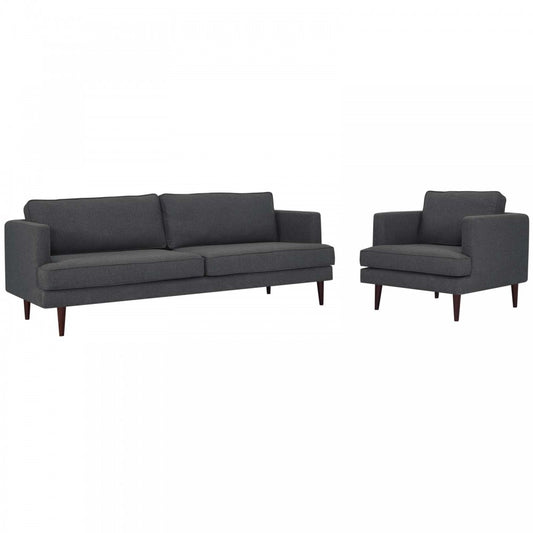 Agile Upholstered Fabric Sofa and Armchair Set, Gray