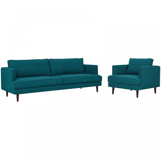 Agile Upholstered Fabric Sofa and Armchair Set, Teal