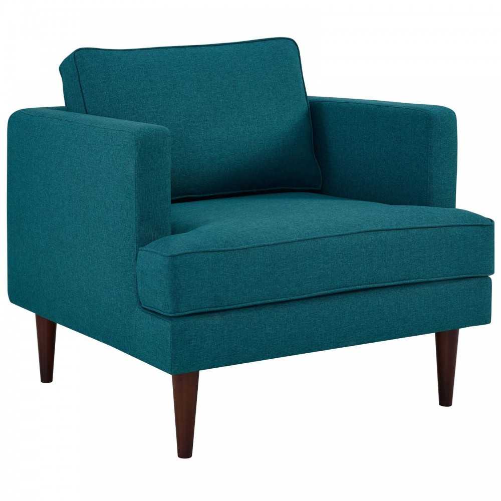 Agile Upholstered Fabric Sofa and Armchair Set, Teal