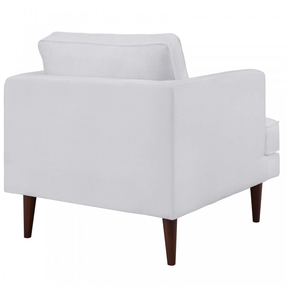 Agile Upholstered Fabric Sofa and Armchair Set, White